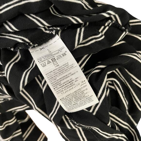 Old Navy Large Swing Dress Knit Long Sleeve Black Striped Rayon Stretch - Picture 3 of 7